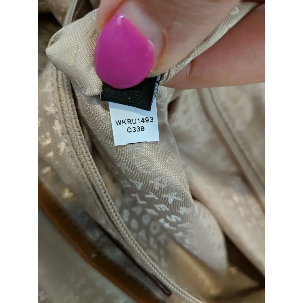 Kate Spade Jubilee Stripe Stevie Shoulder Bag Orange/Khaki Canvas EUC